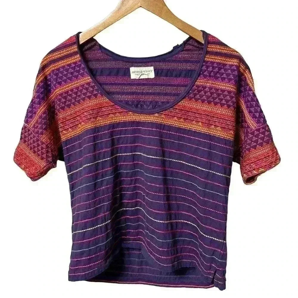 Denim & Supply Ralph Lauren Womens Sweater Top Size XS Purple Striped Boho